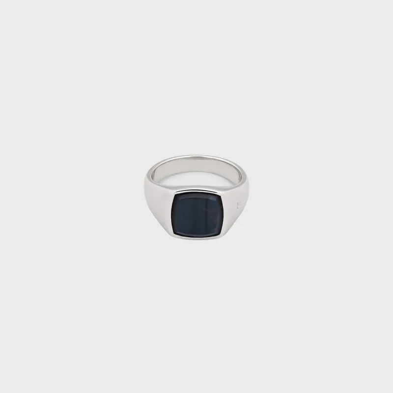 Tom Wood Kay Ring Blue Hawk Eye 62" - Silver sold by Kith