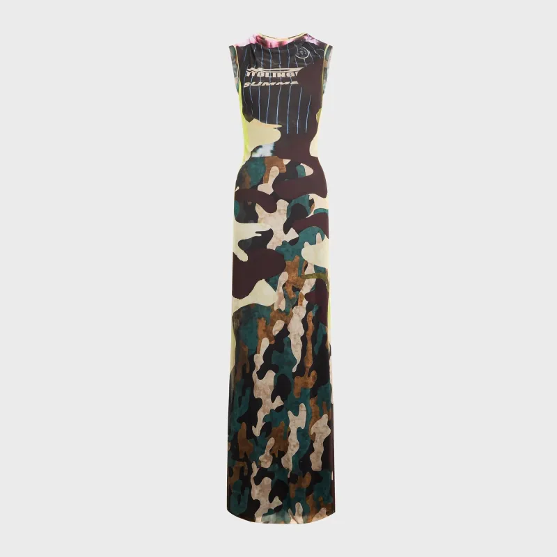 Ottolinger Mesh Maxi Gown - Morph Camo made by Kith