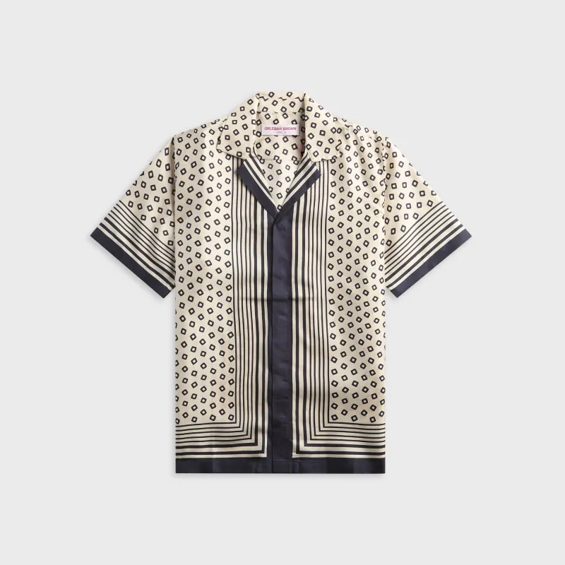 Orlebar Brown Maitan Silk Lumina Shirt - Latte / Night Iris sold by Kith