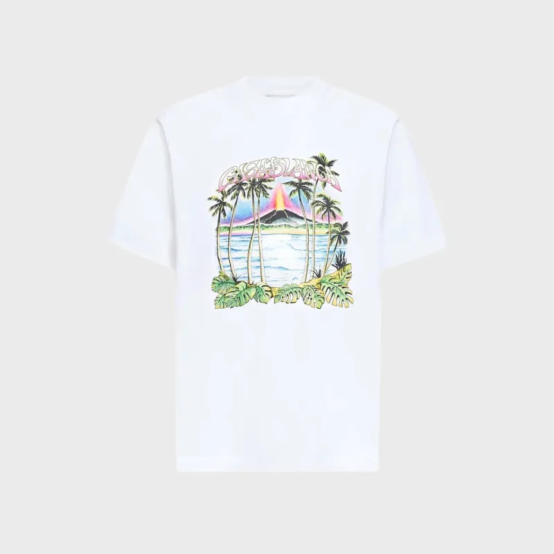 Casablanca Volcano-Print Logo Tee - White sold by Kith