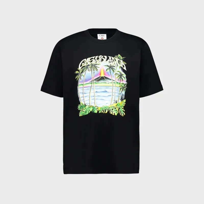Casablanca Volcano Print Tee - Black made by Casablanca