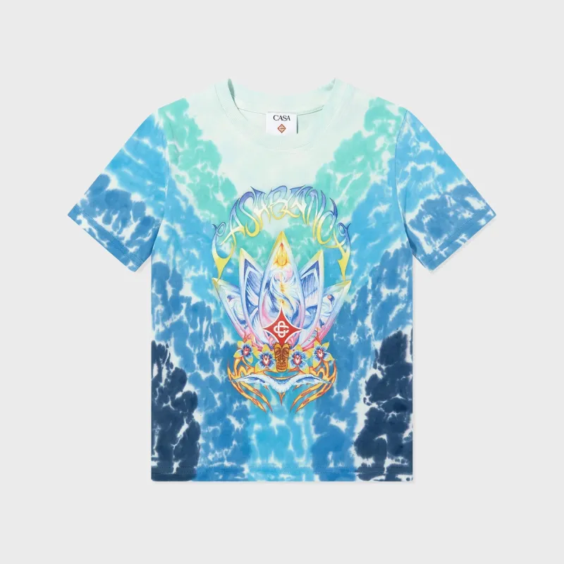 Casablanca Surf Lotus Tie-Dye Tee - Blue sold by Kith