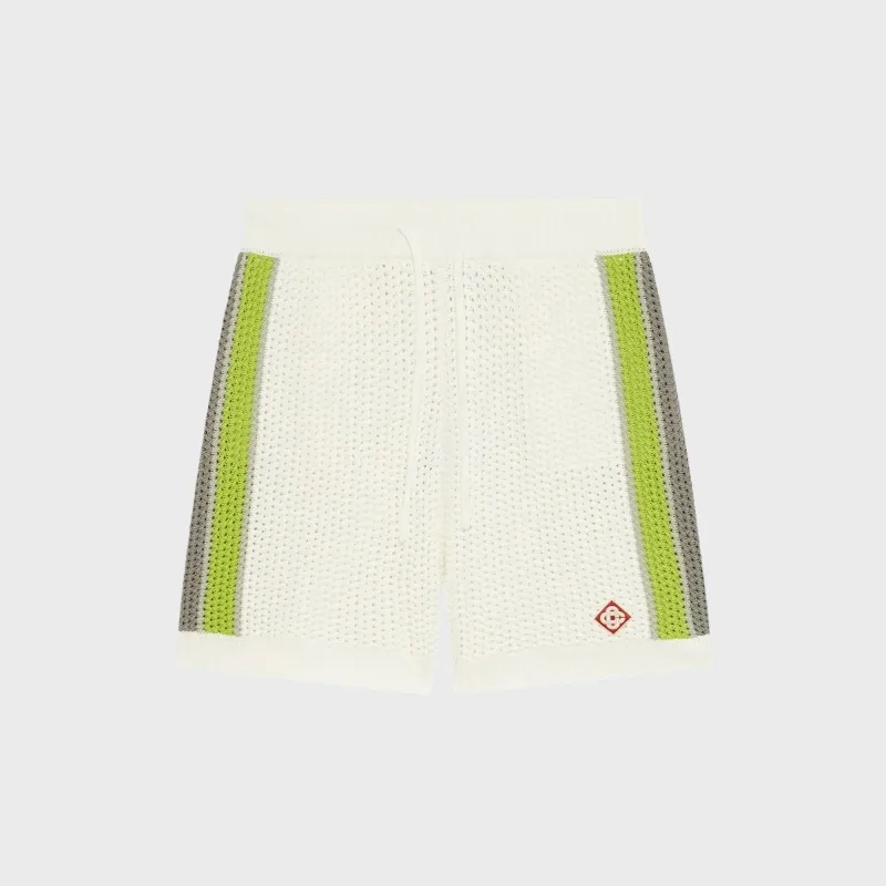 Casablanca Stripe Crochet Shorts - White made by Casablanca