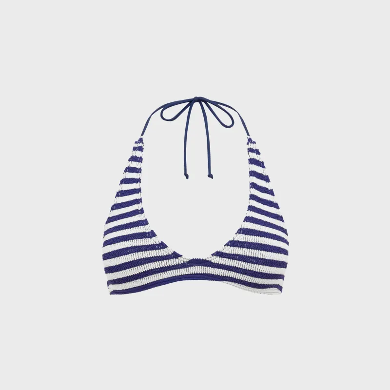 Bond Eye Astrid Crop Top - Navy / White Dot Stripe made by Bond-Eye
