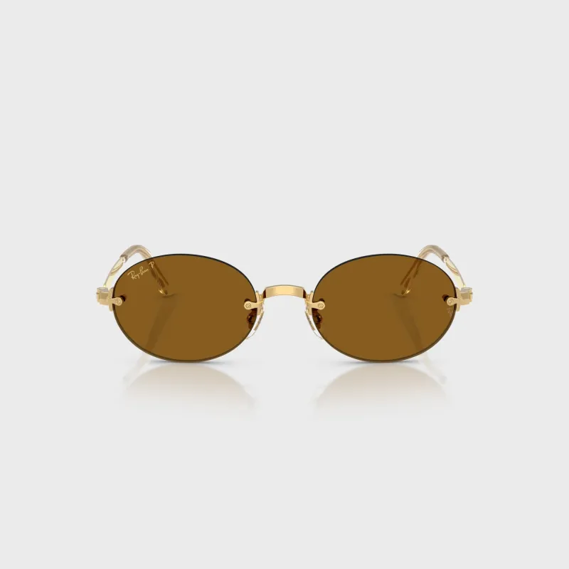 Ray Ban x A$AP ROCKY Rimless Sunglasses - Gold / Brown sold by Kith