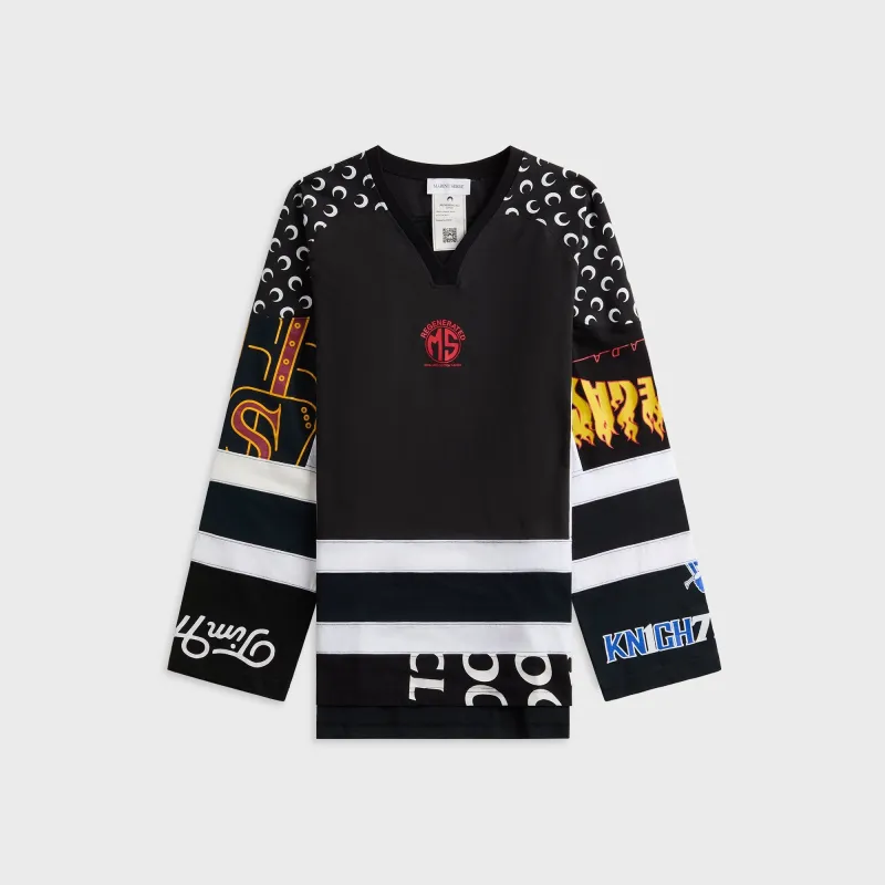 Marine Serre Regenerated Graphic Jersey Long Sleeve Hockey Tee - Black sold by Kith