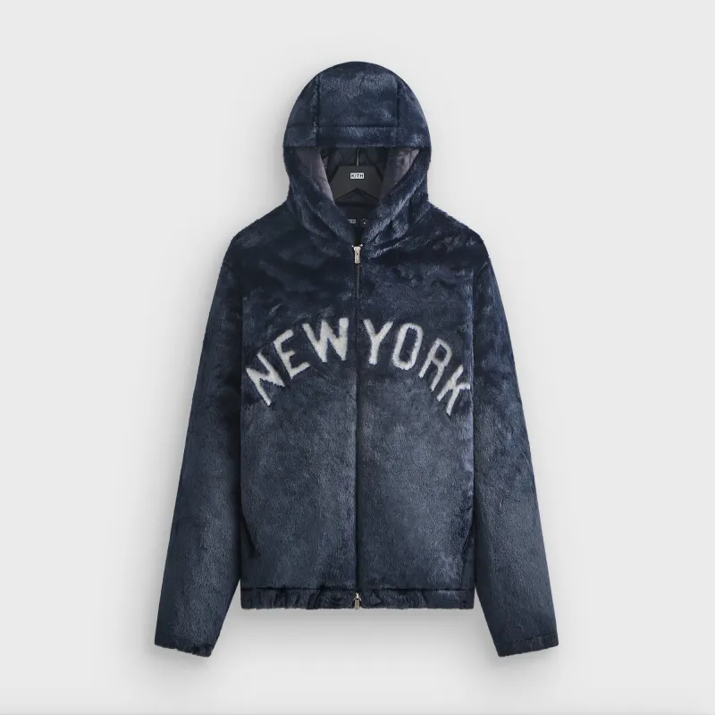 Kith for the New York Yankees Faux Fur Jacquard Jaysen Hoodie - Nocturnal made by Kith