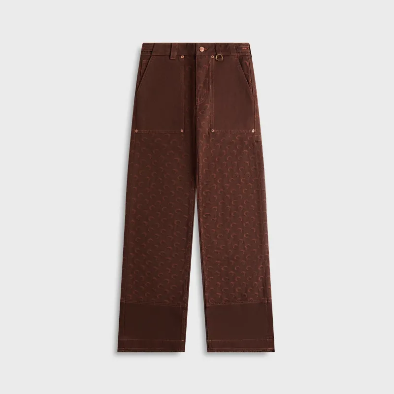 MARINE SERRE Moon Jacquard Twill Workwear Pant - Deep Brown made by Marine Serre
