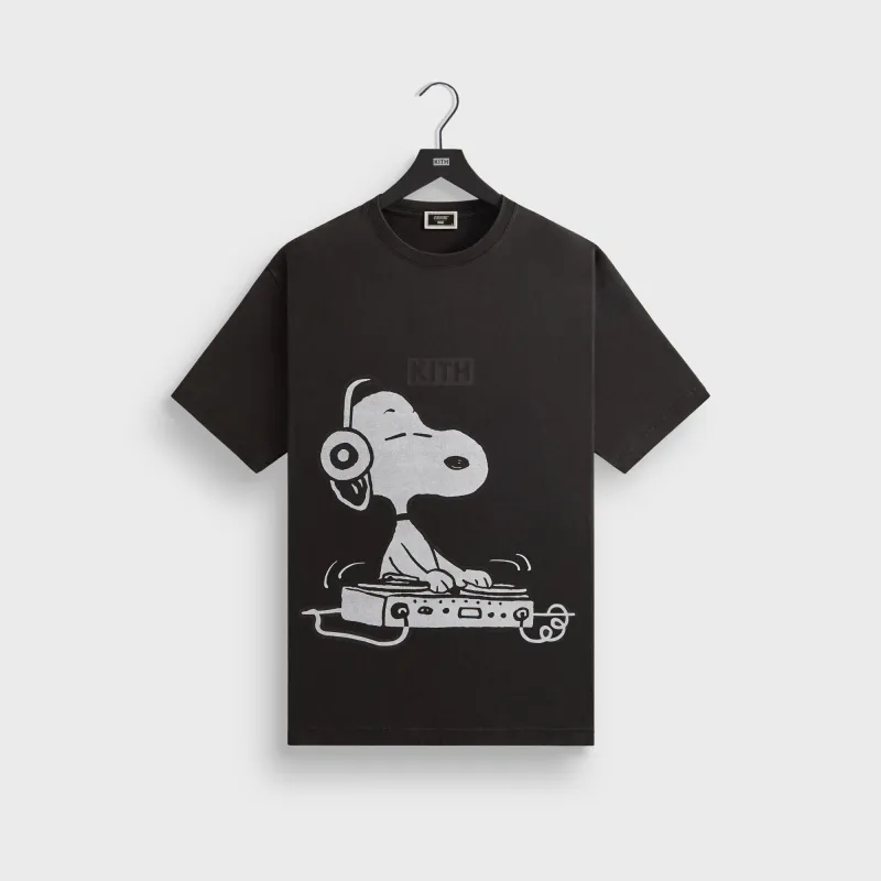 Kith for Peanuts Snoopy DJ Vintage Tee - Black sold by Kith