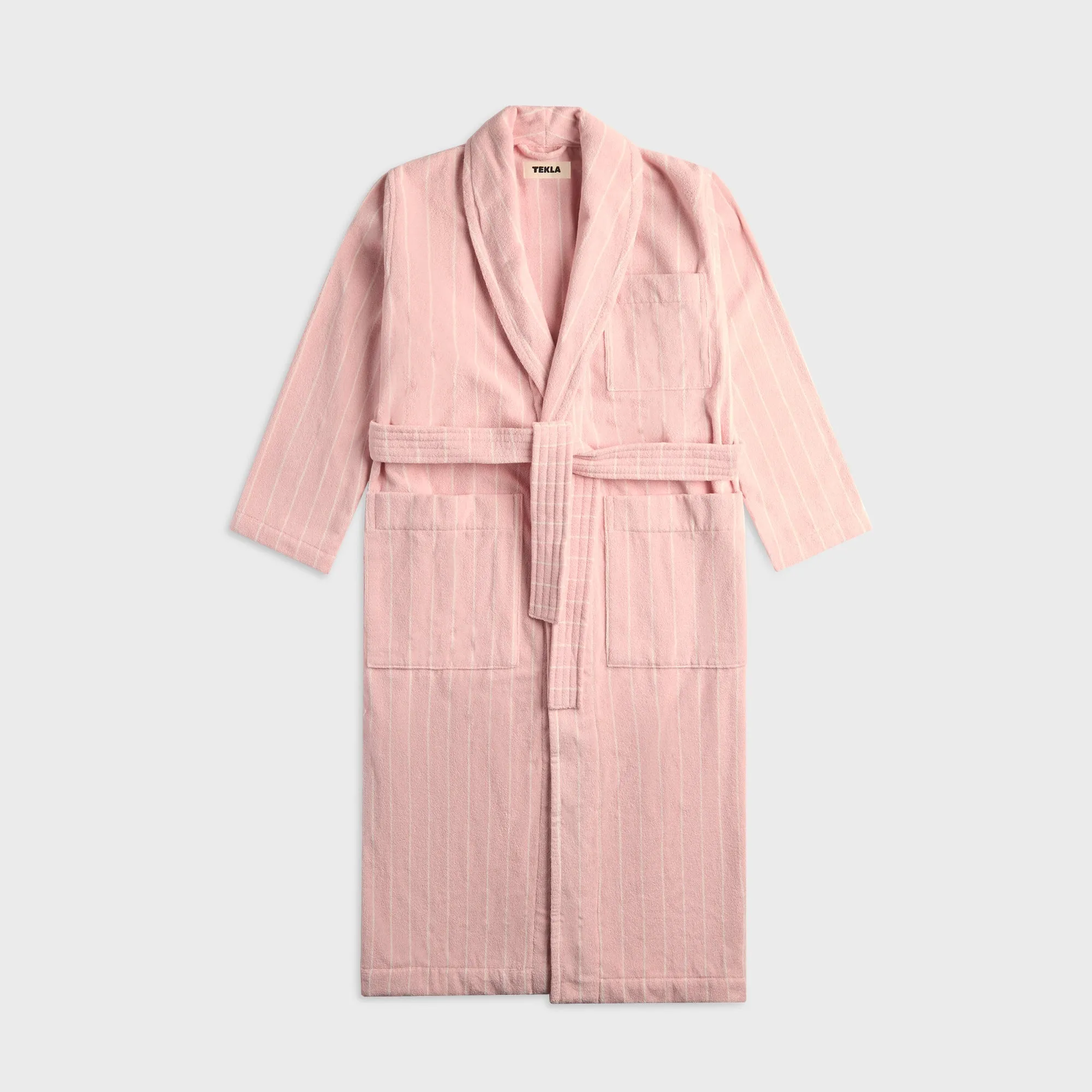 Tekla Classic Bathrobe - Shaded Pink Stripes sold by Kith