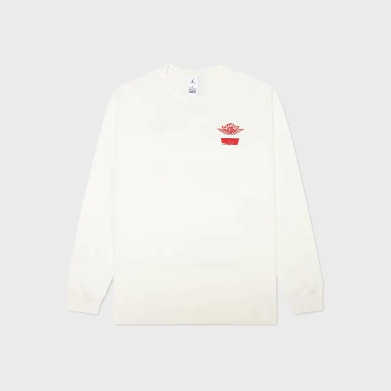 Jordan x Levi's Long Sleeve Tee - Pale Ivory / Black / University Red sold by Kith