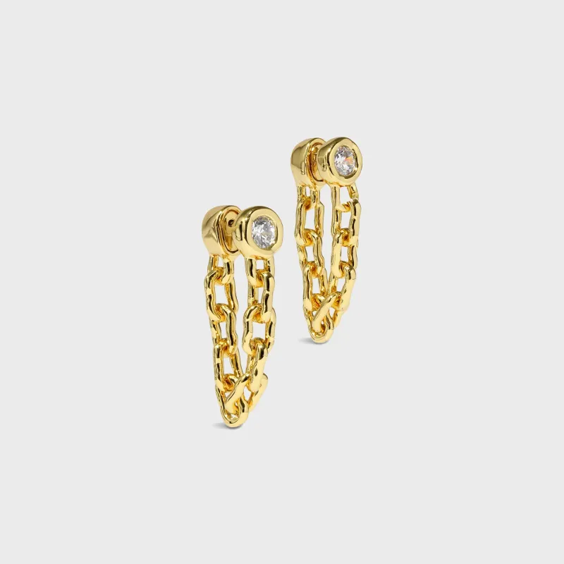 Alexis Bittar Asterales Linked CZ Front Back Earrings - Gold made by Alexis Bittar
