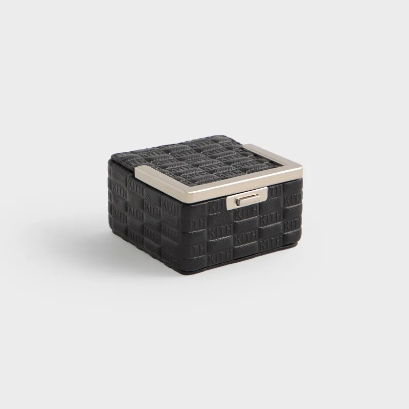 Kithmas Monogram Saffiano Leather Square Frame Jewelry Case - Black sold by Kith
