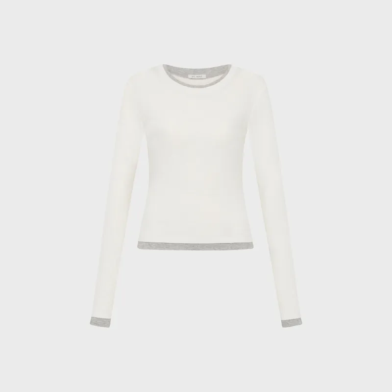 St. Agni Organic Cotton Layered Long Sleeve Top - White made by St. Agni
