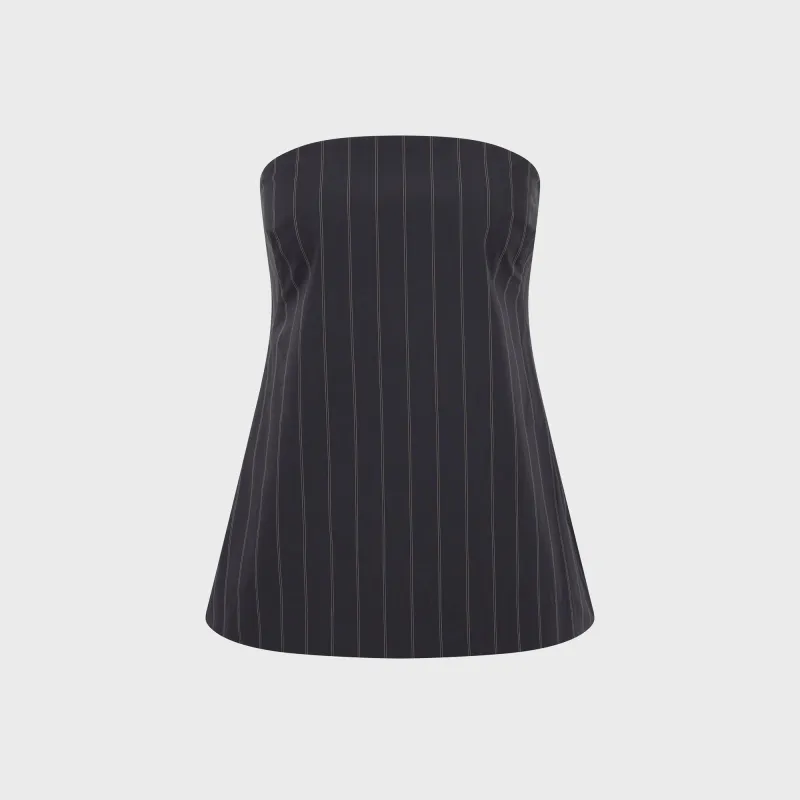 St. Agni Strapless Rouleau Tie Top - Ink Stripe made by St. Agni