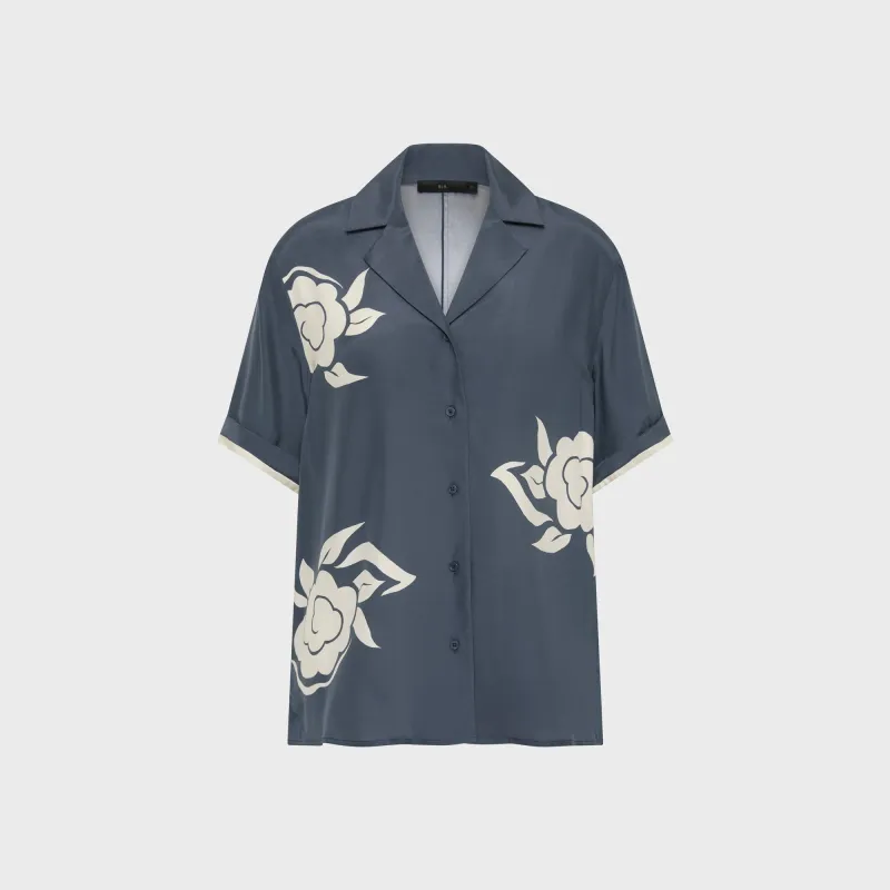 SIR Lilou Short Sleeve Shirt - Charcoal Blue made by SIR the label