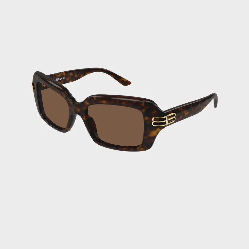 Balenciaga Recycled Acetate Rectangular Sunglasses - Havana / Brown made by Balenciaga