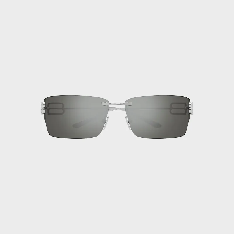 Balenciaga Rectangular Metal Sunglasses - Ruthenium / Silver made by Balenciaga