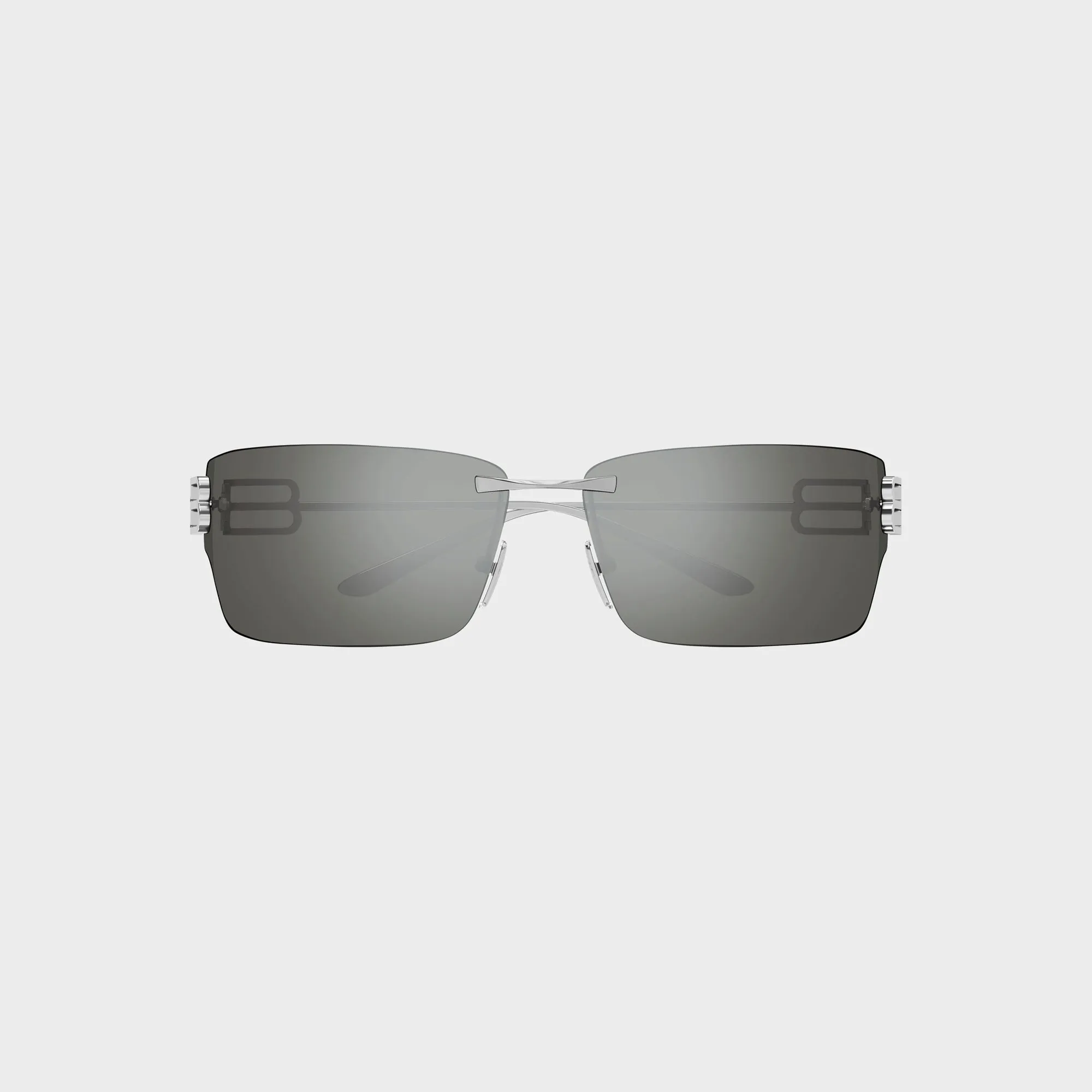 Balenciaga Rectangular Metal Sunglasses - Ruthenium / Silver sold by Kith