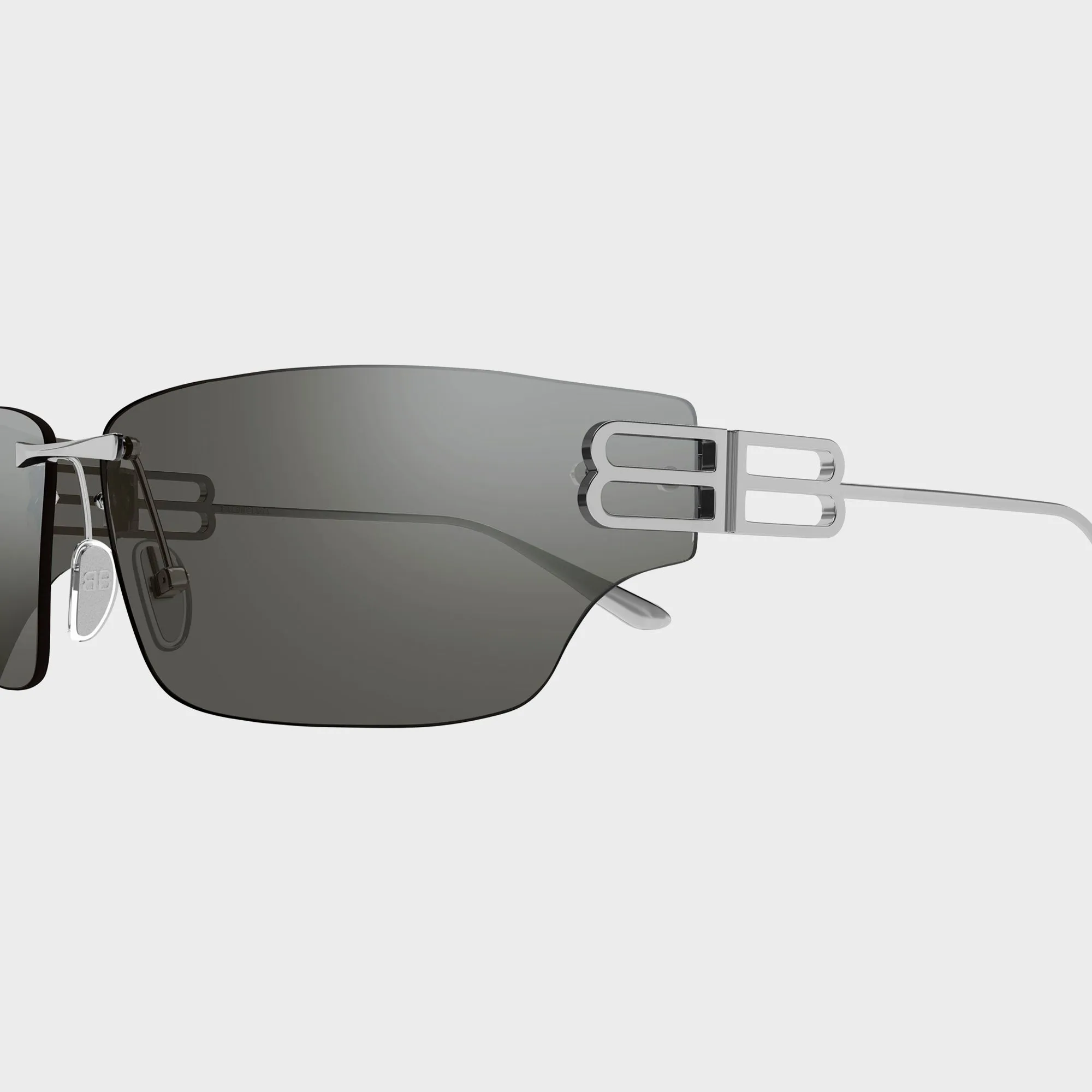 Balenciaga Rectangular Metal Sunglasses - Ruthenium / Silver sold by Kith product image thumbnail 3