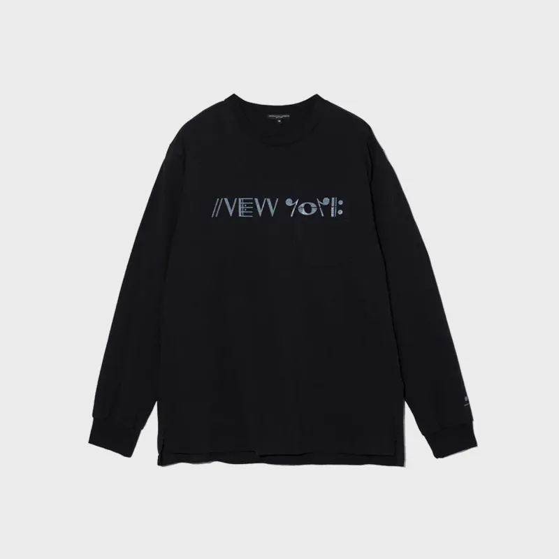 Engineered Garments Printed Cross Crewneck Long Sleeve Tee - Black sold by Kith
