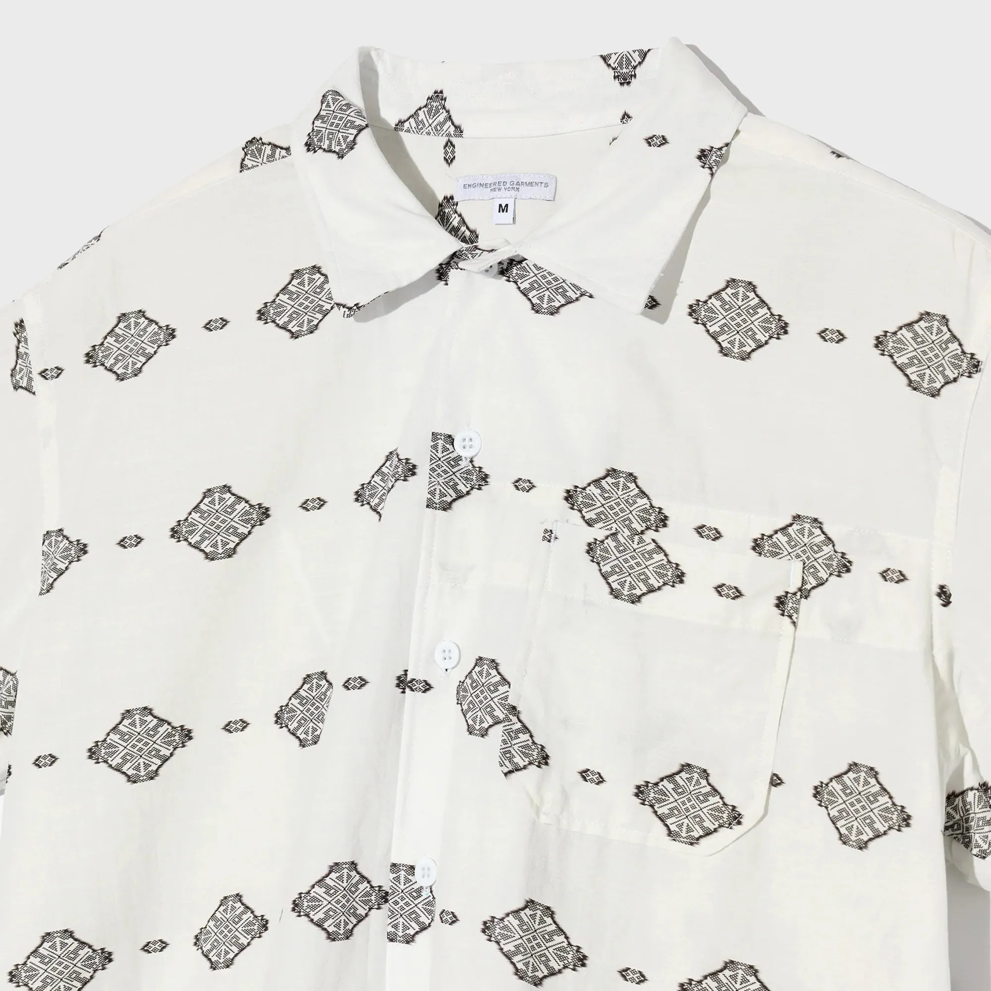 Engineered Garments Ikat Print Camp Shirt - White / Black sold by Kith product image thumbnail 3
