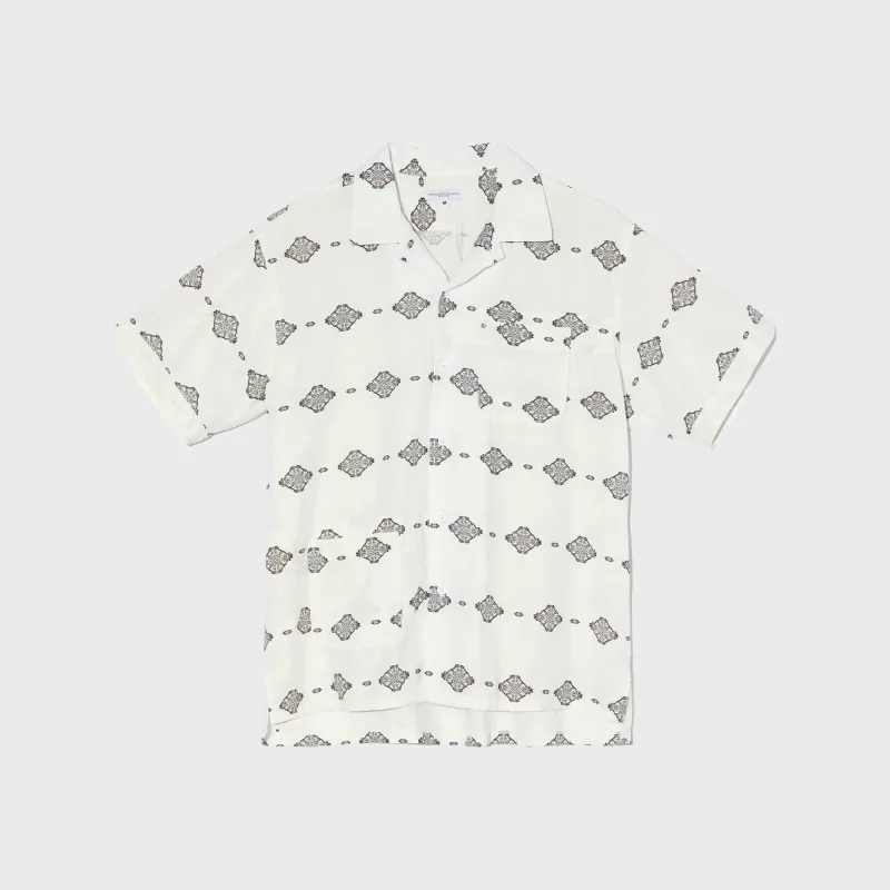 Engineered Garments Ikat Print Camp Shirt - White / Black made by Engineered Garments