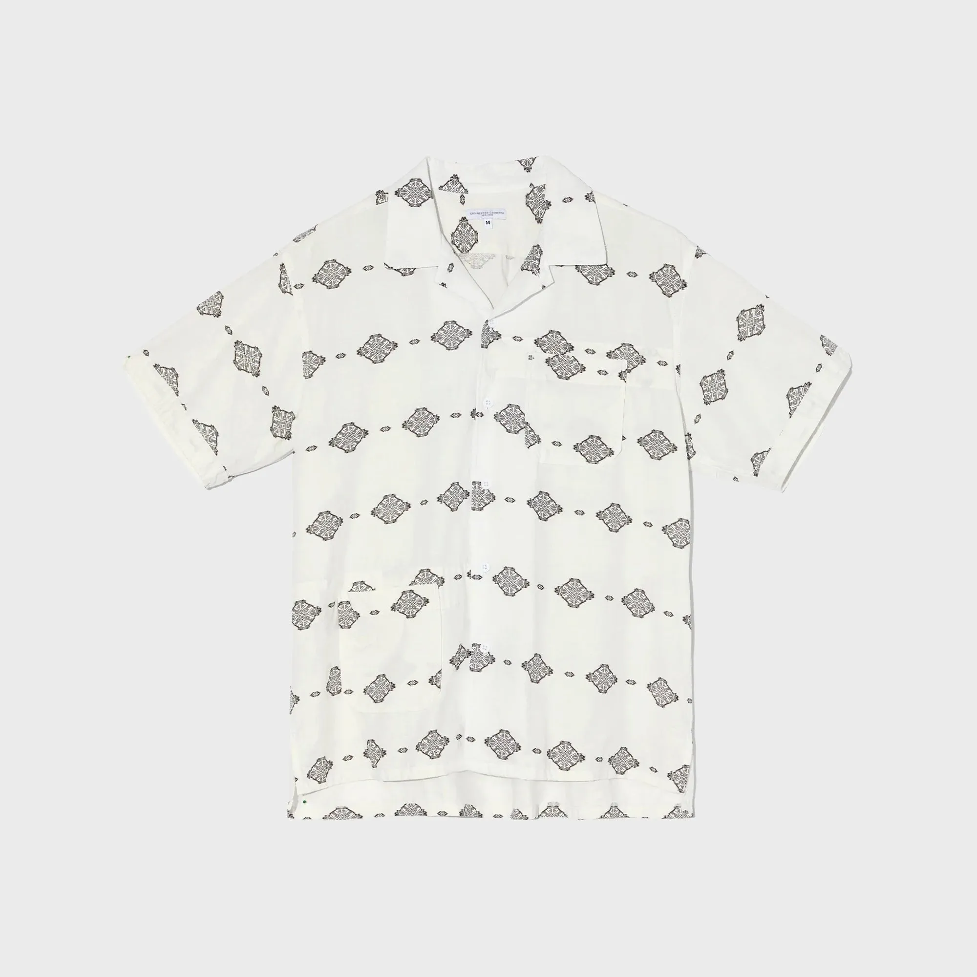 Engineered Garments Ikat Print Camp Shirt - White / Black sold by Kith