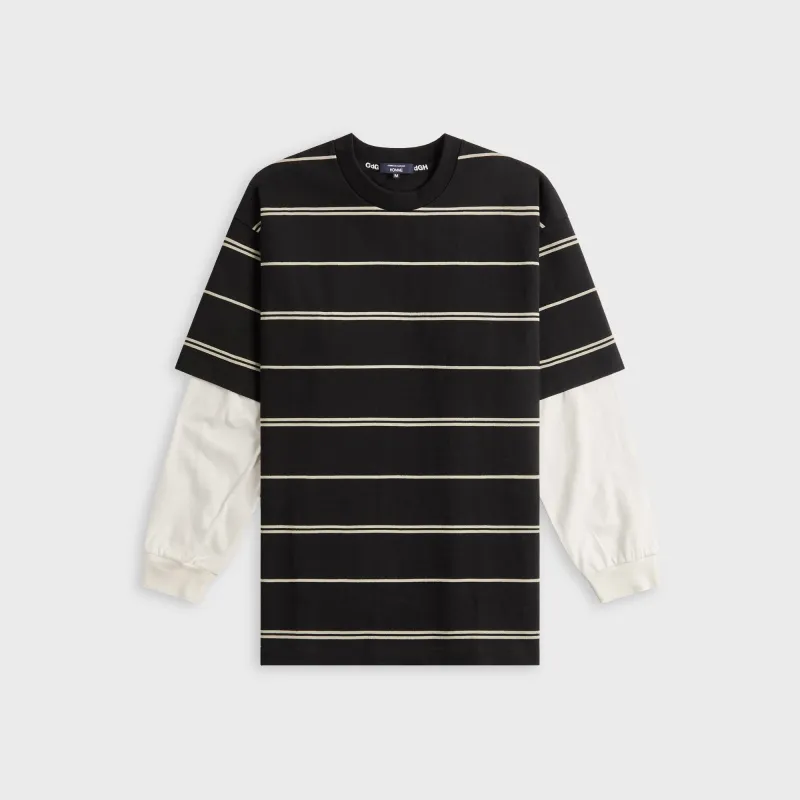 CDG Homme Striped Layered Tee - Black / Grey made by Kith