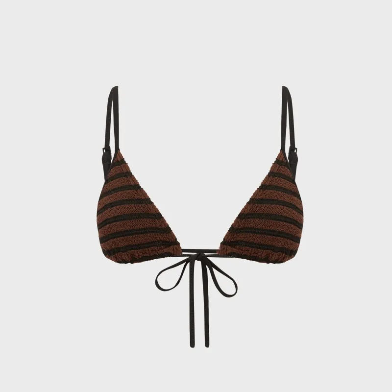 Bond Eye Luana Triangle Top - Carob Black Dot Stripe made by Bond-Eye