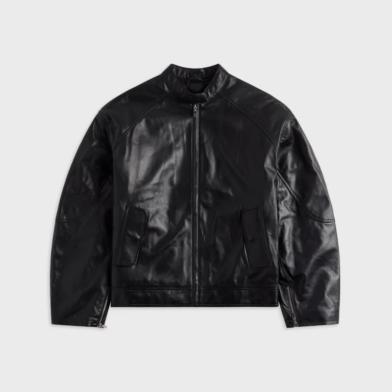 EB Denim Domenico Leather Bomber Jacket - Black made by EB Denim