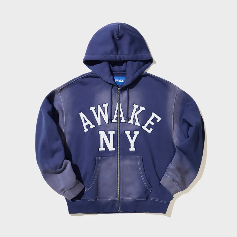 Awake NY Collegiate Arch Zip Hoodie - Navy made by Awake
