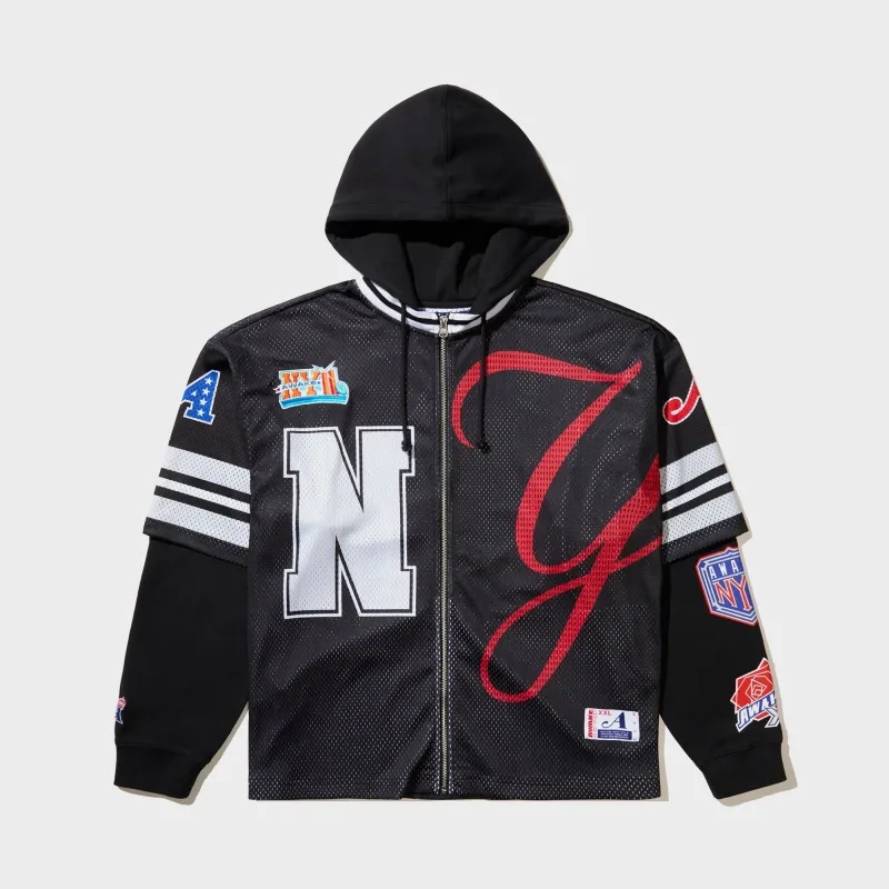 Awake NY Headcrack Champs Jersey Zip Hoodie - Black made by Awake