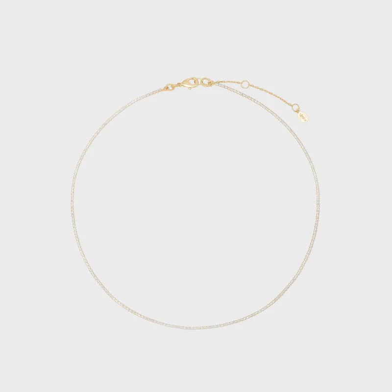 SHASHI Micro Teeny Tiny Tennis Necklace - Gold made by Shashi
