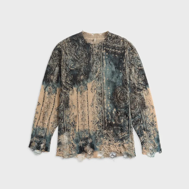 R13 Printed Boyfriend Sweater - Blue Faded Bandana made by R13