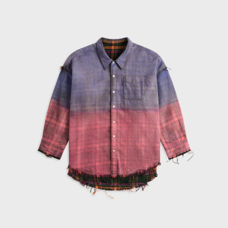 R13 Reversible Shredded Seam Drop Neck Shirt - Purple Multi made by R13