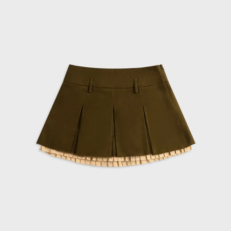 R13 Pleated Mini Skirt  - Olive Green made by R13