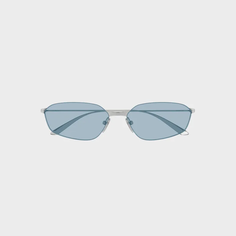 Balenciaga BB0412S Metal Sunglasses - Ruthenium / Light Blue made by Balenciaga