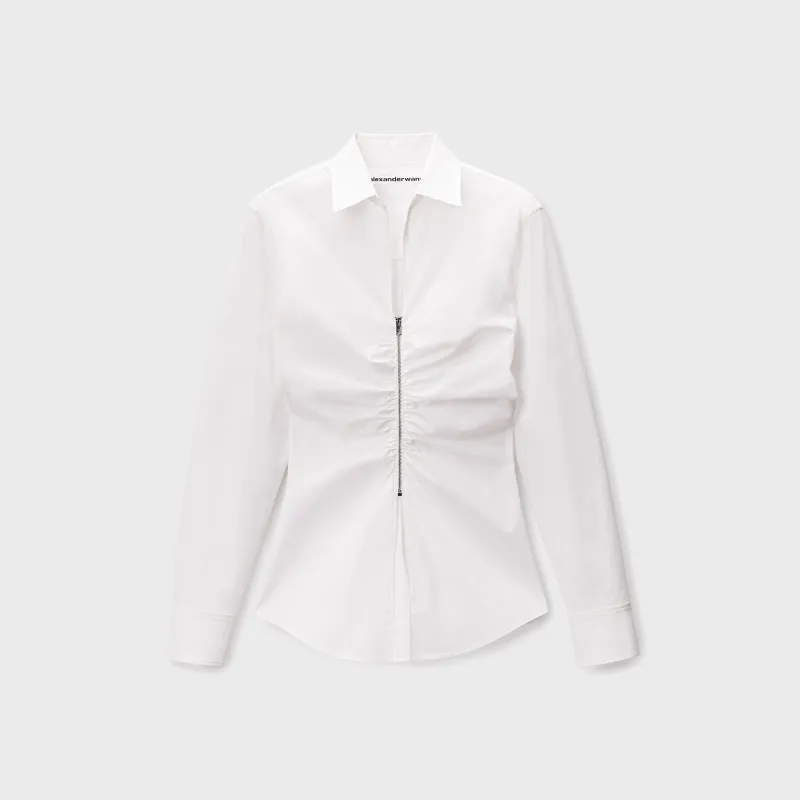 Alexander Wang Gathered Bust Shirt - Oxford White made by Alexander Wang