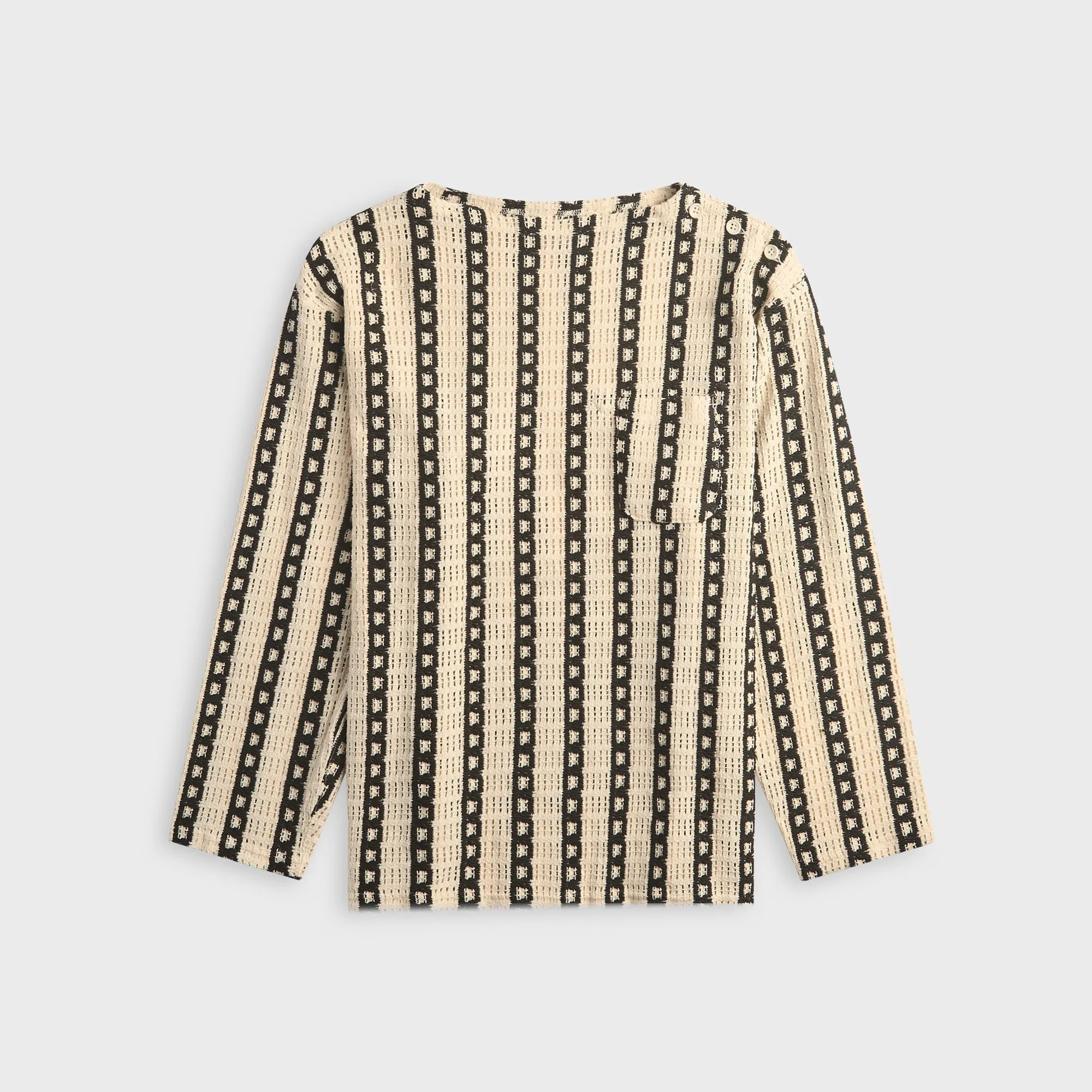 Engineered Garments Stripe CP Crochet Basque Shirt - White / Black sold by Kith