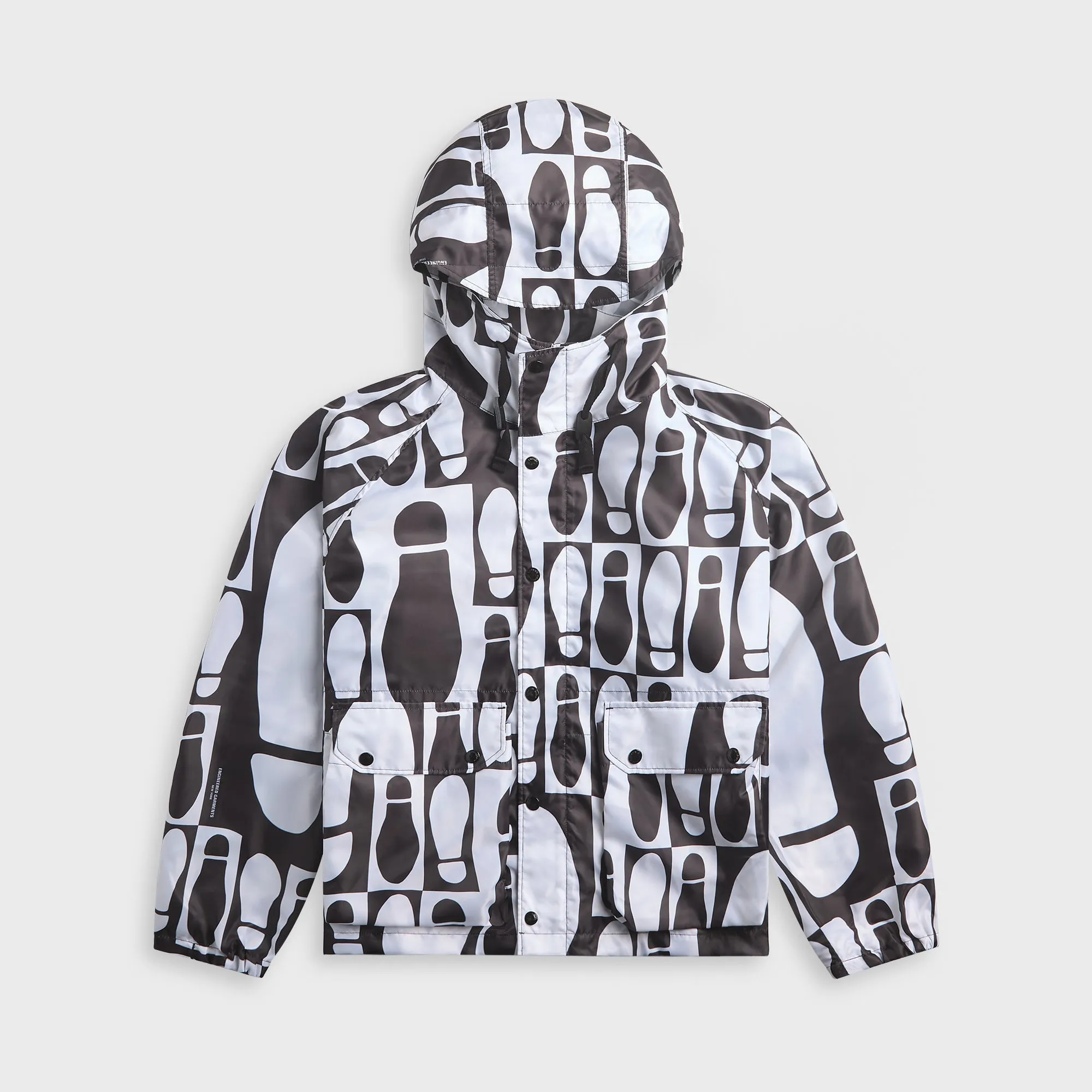 Engineered Garments Foot Print Polyester Pilot Twill Parka - White / Black sold by Kith