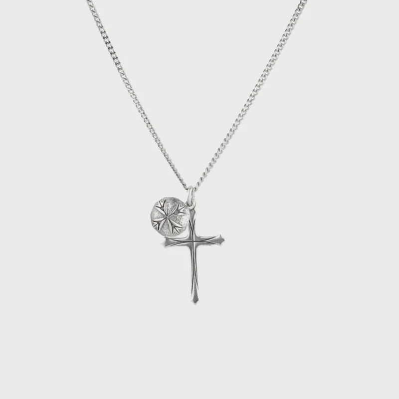 Emanuele Bicocchi Scudo Cross Logo Necklace - Silver made by Kith