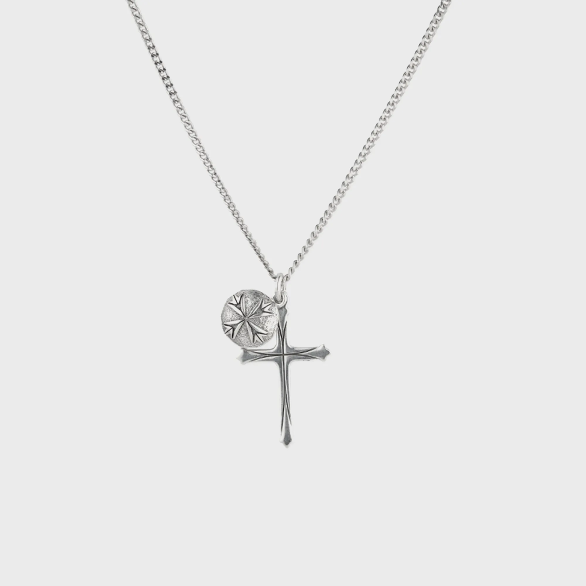 Emanuele Bicocchi Scudo Cross Logo Necklace - Silver sold by Kith