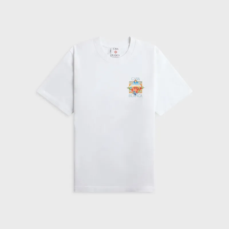 Casablanca Tennis Landscape Classic Tee - Bright White made by Casablanca