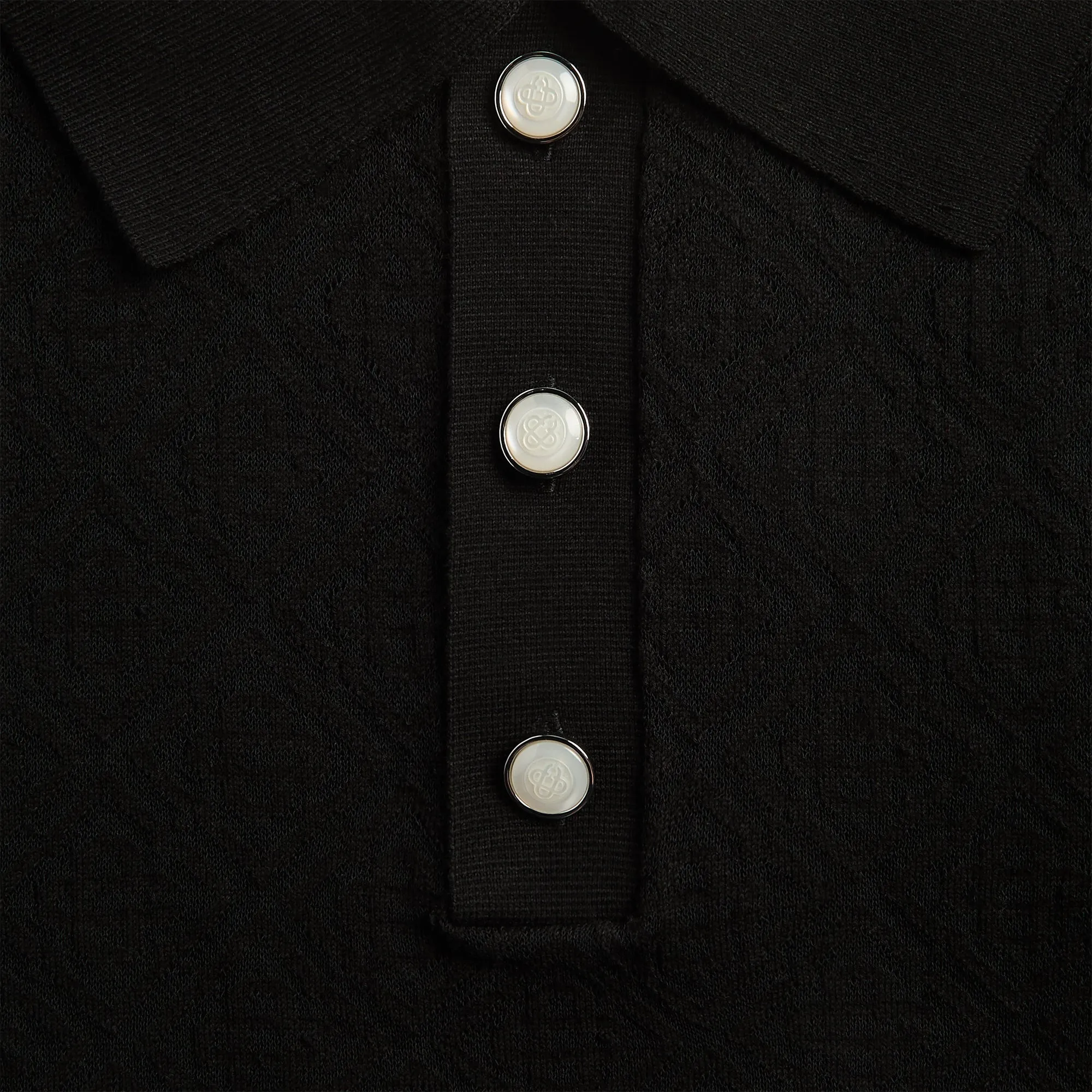 Casablanca Pointelle Monogram Short Sleeve Polo Shirt - Black sold by Kith product image thumbnail 3