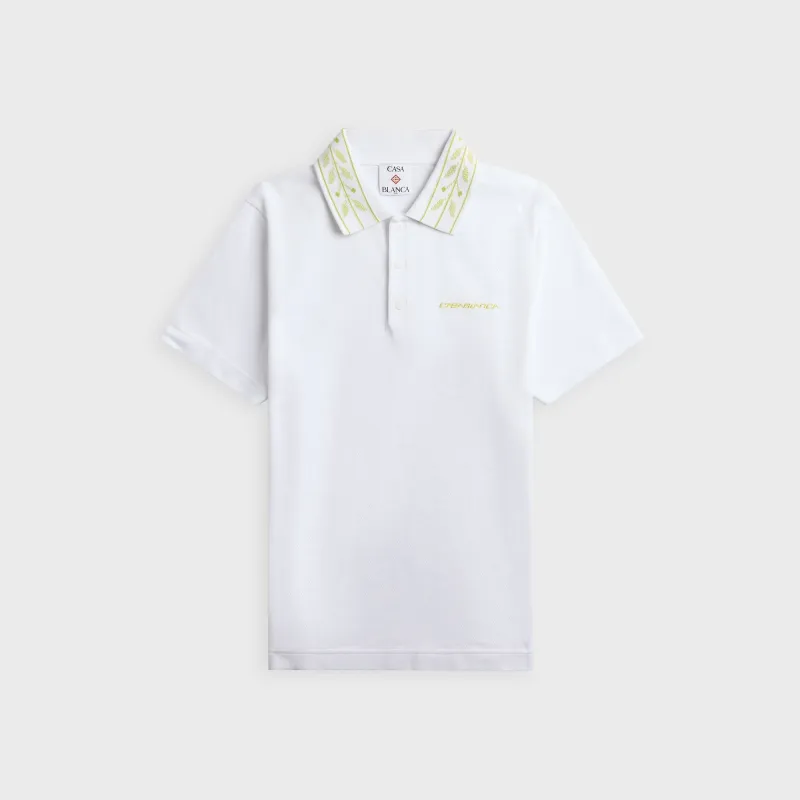 Casablanca Laurel Contrast Trim Polo Shirt - Textured Pique made by Casablanca