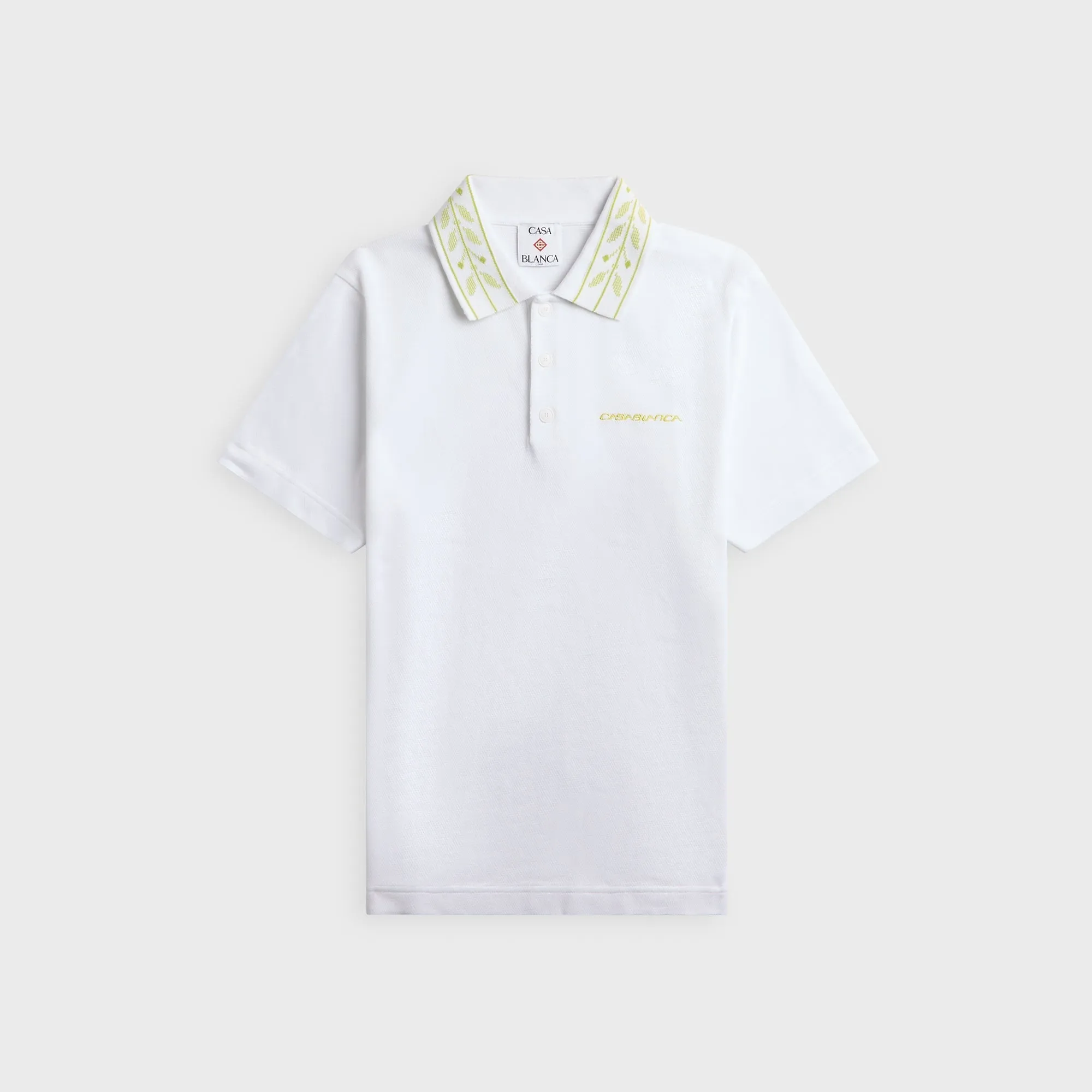 Casablanca Laurel Contrast Trim Polo Shirt - Textured Pique sold by Kith