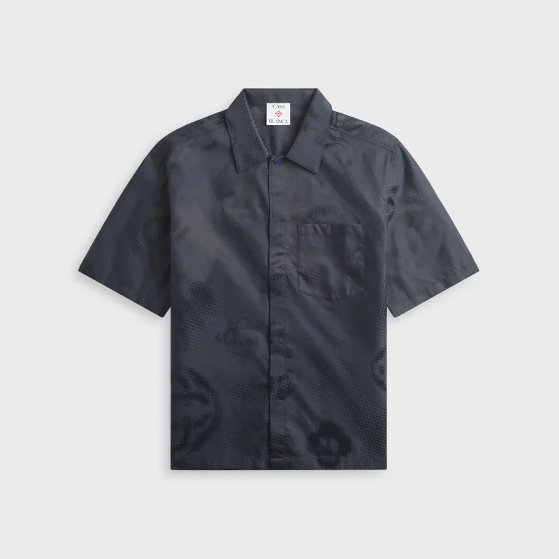 Casablanca Half Tone Monogram Short Sleeve Shirt - Navy made by Casablanca