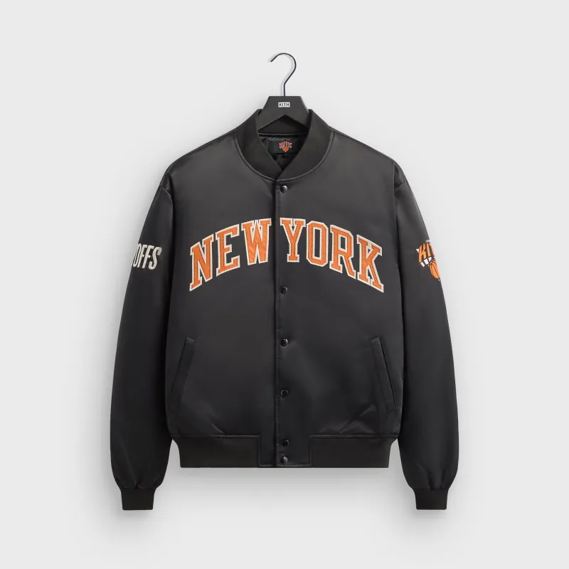 Kith for the New York Knicks Playoffs Satin Bomber Jacket - Black made by Kith