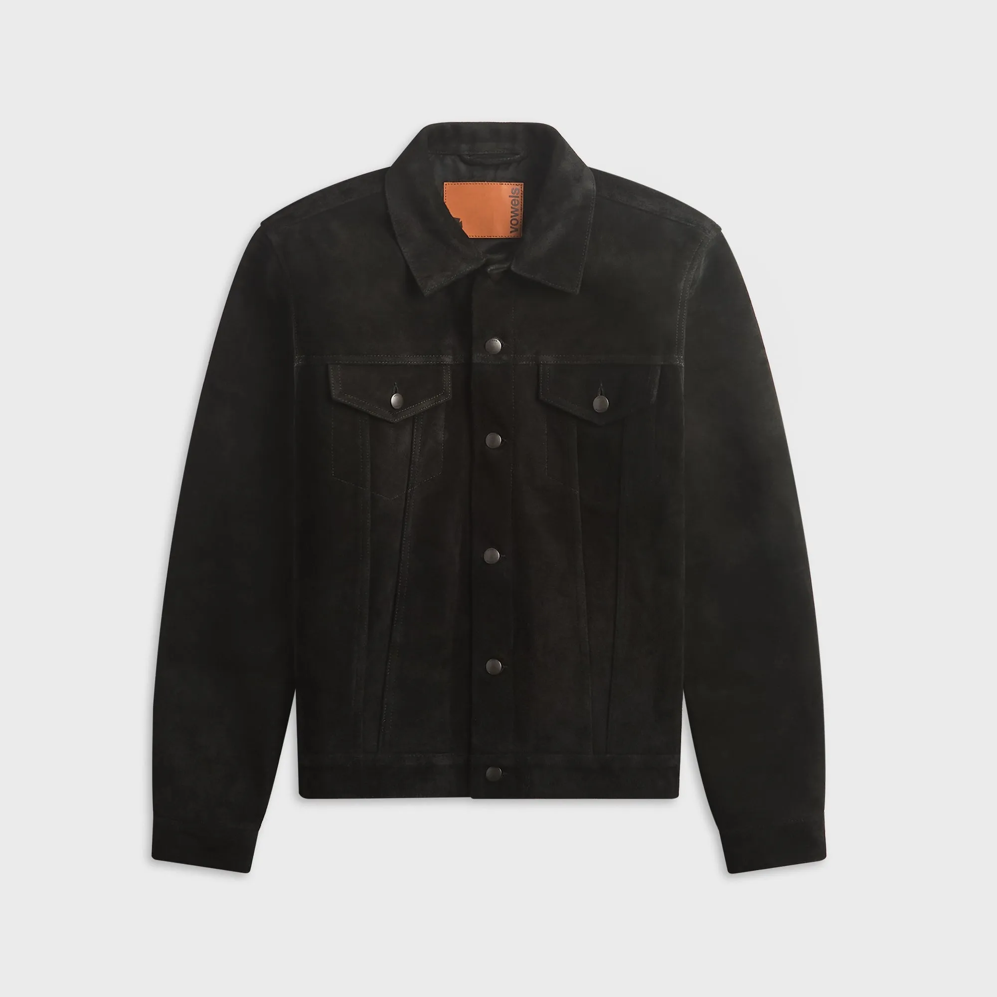vowels Suede Trucker Jacket - Black sold by Kith